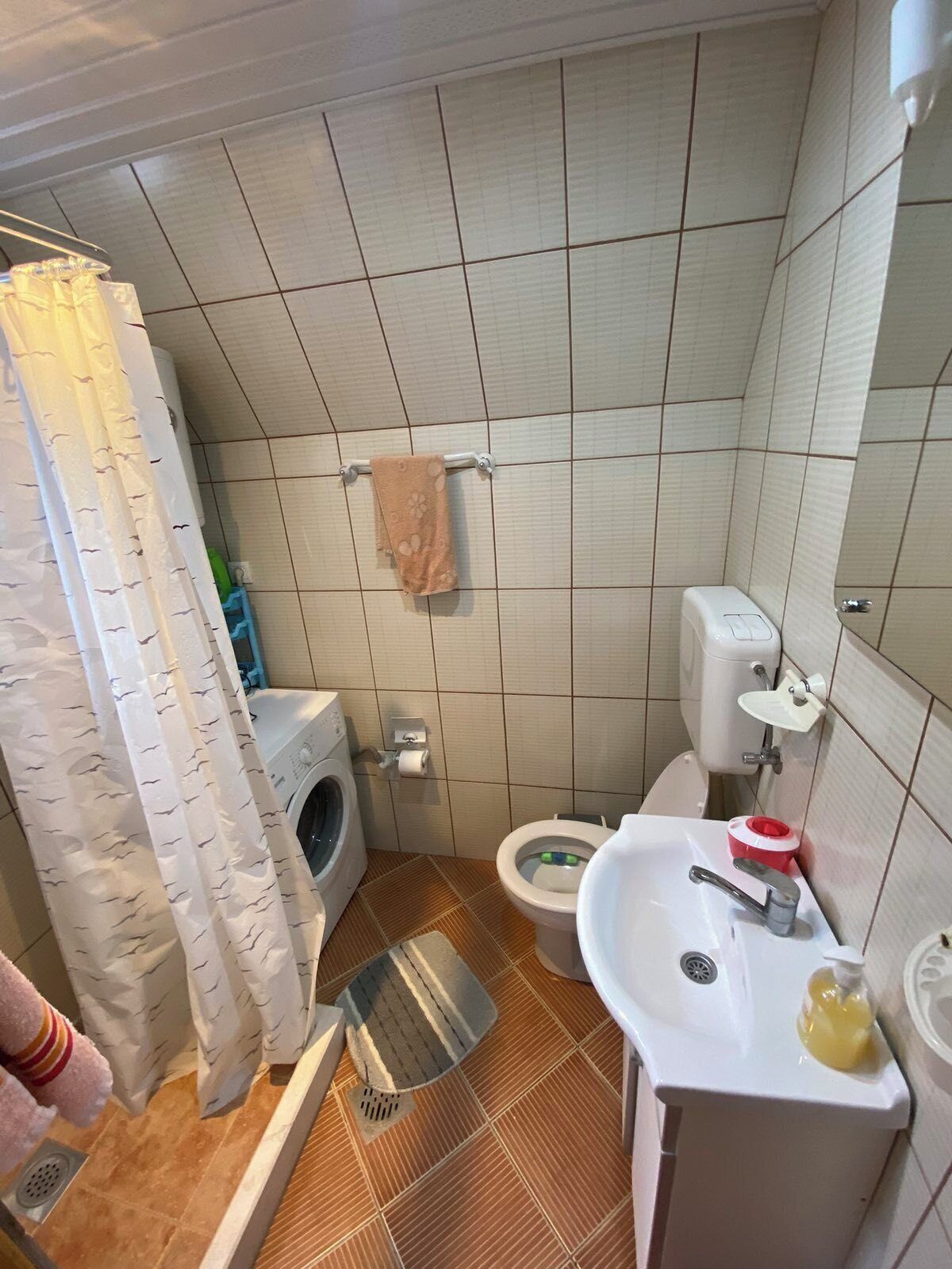 Suihku, hiustenkuivaaja, pyyhkeet, saippua