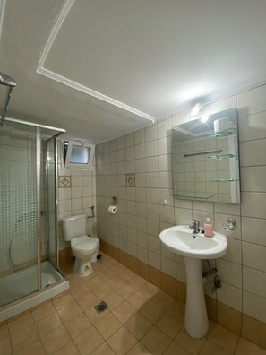Hair dryer, towels, toilet paper