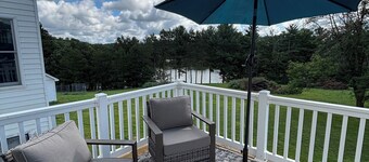 Private beach with dock on Pine Lake with spacious 3 bedroom home sleeps 9-12