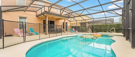 Outdoor pool, sun loungers