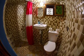 Hair dryer, bidet, towels, soap