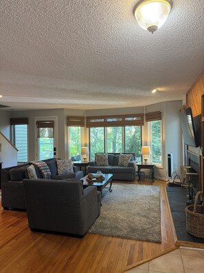 TV, fireplace