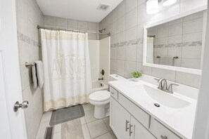 Hair dryer, towels, toilet paper