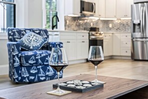 House, Multiple Beds, Patio, Garden View (Bourne By The Beach) | Private kitchen | Fridge, microwave, oven, stovetop