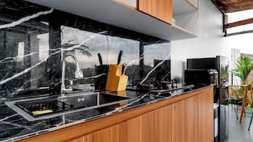 Exclusive Villa, 2 Bedrooms, Private Pool | Private kitchen | Full-size fridge, stovetop, rice cooker, cookware/dishes/utensils