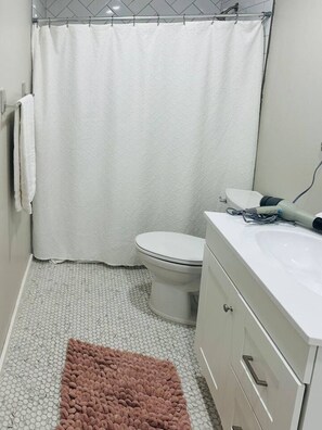 Hair dryer, towels