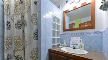 Shower, towels, toilet paper