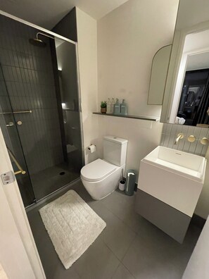 Sèche-cheveux, serviettes fournies, savon, papier toilette