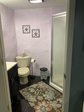 Sèche-cheveux, serviettes fournies, savon, papier toilette