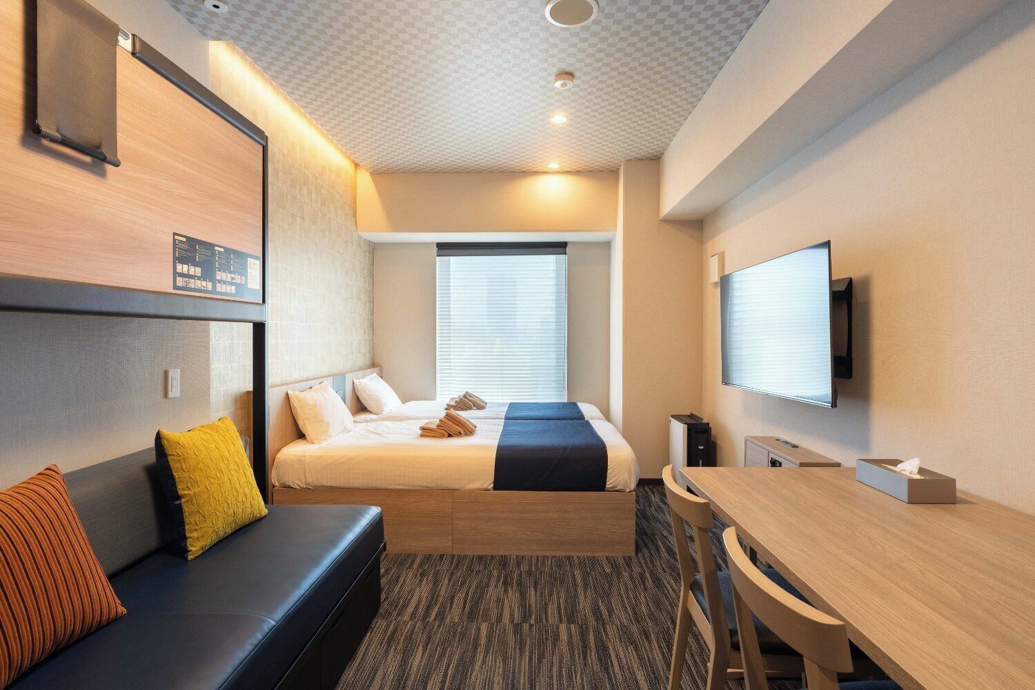 Premium bedding, desk, free WiFi, bed sheets
