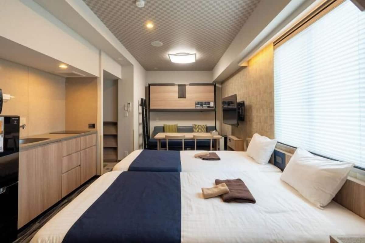 Premium bedding, desk, free WiFi, bed sheets