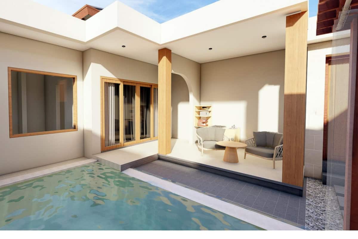 One Bedroom Pool Villa | Wohnbereich | 43-Zoll-Smart-TV mit Satellitenempfang