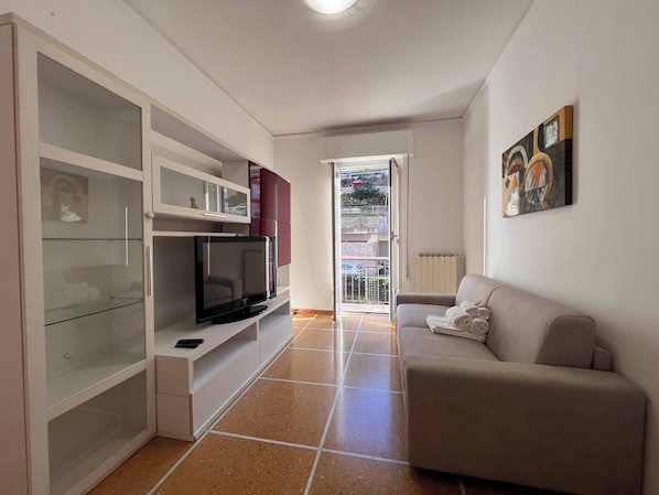 Apartment, 1 Bedroom, Balcony, Hill View | Living area | 40-inch flat-screen TV with cable channels