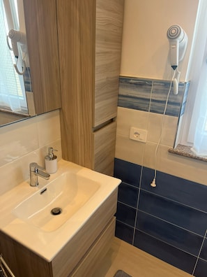 Shower, rainfall showerhead, hair dryer, bidet