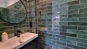 Ducha, secador de pelo y papel higiénico