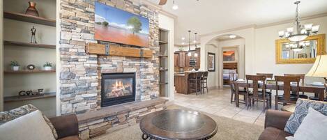 Condo, Multiple Beds, Balcony, Mountain View (Western Front) | Living area | 42-inch flat-screen TV with digital channels, fireplace