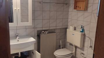 Dusche, Handtücher, Seife, Toilettenpapier