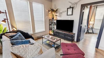 Smart TV, foosball, books