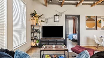 Smart TV, foosball, books