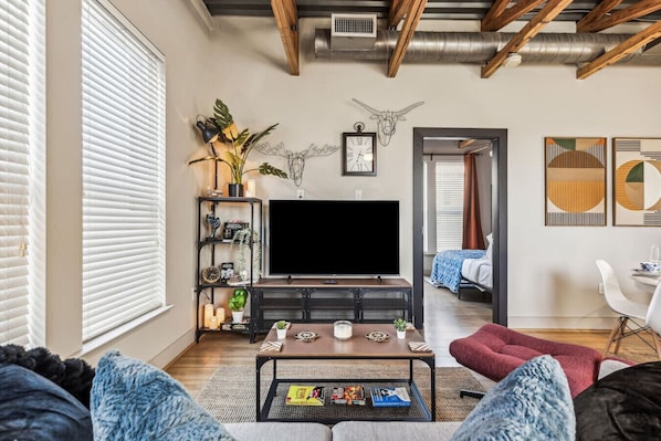 Smart TV, foosball, books
