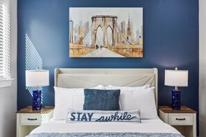 2 bedrooms, desk, iron/ironing board, travel cot