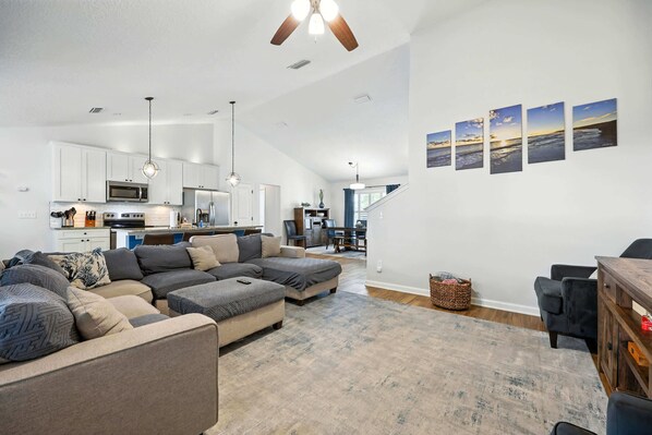 House, Multiple Beds, Patio, Garden View (Salty Tradewind Retreat) | Living area | 42-inch flat-screen TV with digital channels