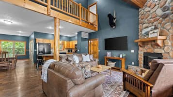 TV, fireplace, offices