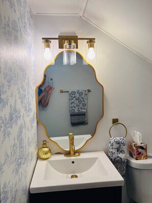 Hair dryer, towels, toilet paper