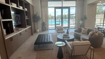 TV, fireplace, offices