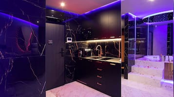 Presidential Apartment | Private kitchen | Full-size fridge, microwave, stovetop, dishwasher