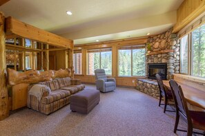 House, Multiple Beds, Patio, Mountain View (Therriault Pass Sanctuary) | Living area | 42-inch flat-screen TV with digital channels, fireplace