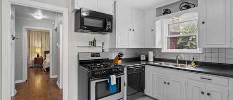 Microwave, oven, stovetop, dishwasher