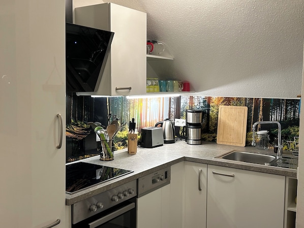 Fridge, oven, stovetop, dishwasher