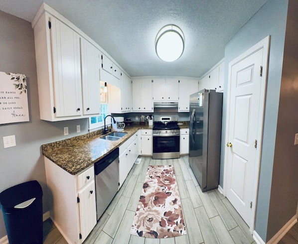 Microwave, oven, stovetop, dishwasher