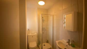 Regadera, secadora de cabello, toallas, papel de baño