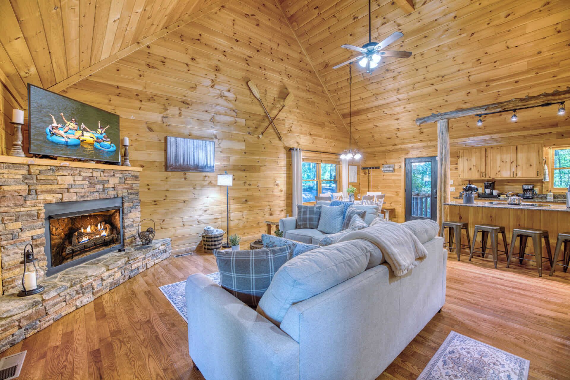 TV, fireplace, video games