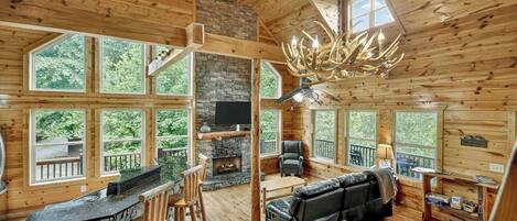 Televisión, chimenea, videojuegos y libros