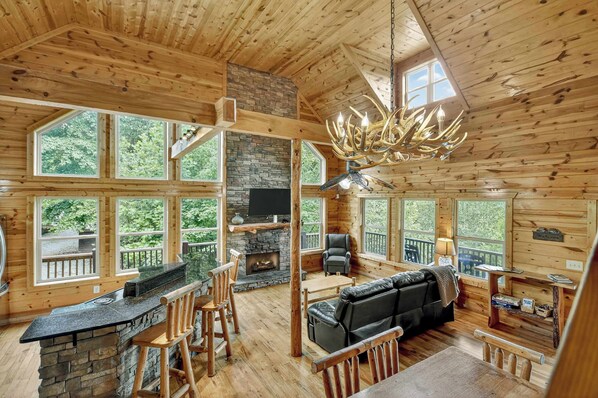 Fernseher, Kamin, Videospiele, Bücher