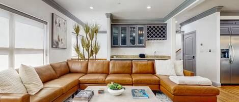 TV connectée, cheminée, livres