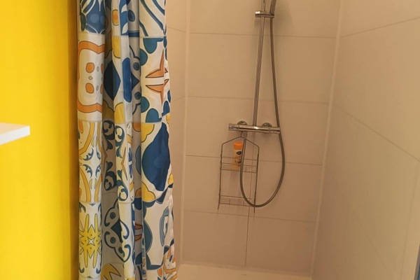 Regadera, secadora de cabello, jabón, papel de baño