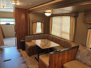 Interior - Private Waterfront Camper with Dock and Boat Ramp on Weiss Lake (Cedar Bluff)