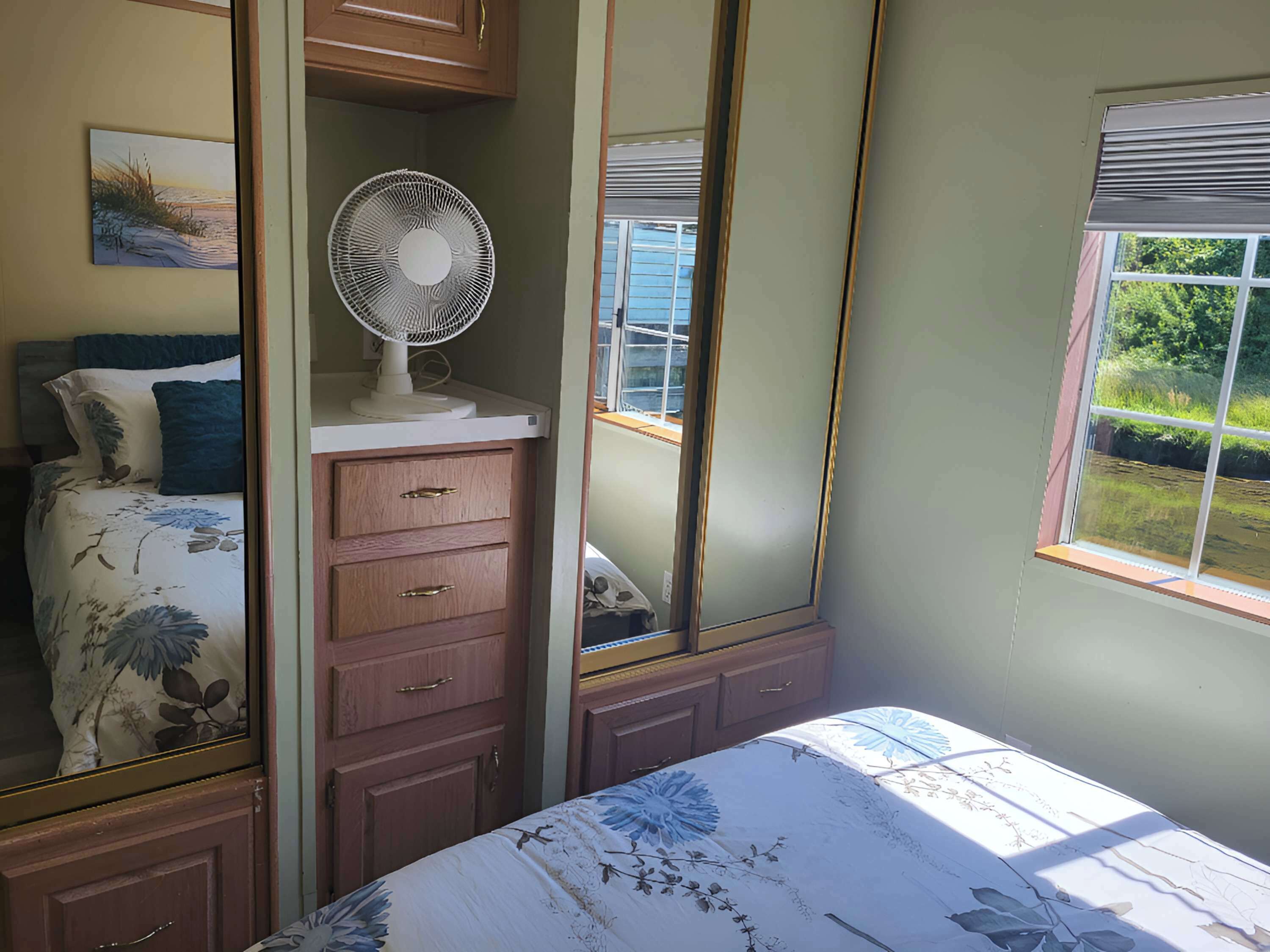 1 bedroom, desk, iron/ironing board, travel crib