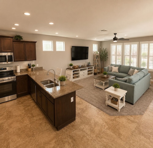 Pet-Friendly 4 bed Home w/ Pool Access, Patio & Garage – Walk to Dining!