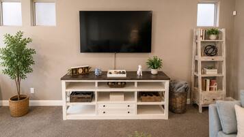 Smart TV, video games, foosball, books