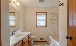Hair dryer, soap, toilet paper