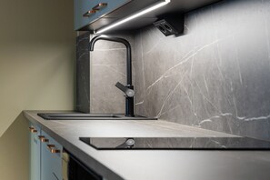 Quadruple Room, Multiple Beds, Kitchen | Private kitchen | Fridge, microwave - Hotel H28 (Tampere)