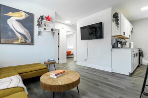 Smart TV, foosball, table tennis, books