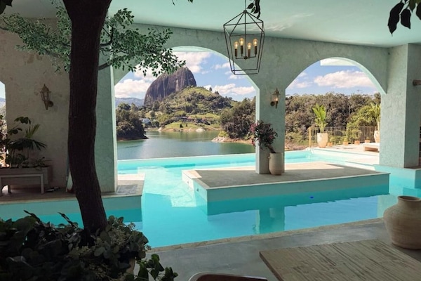 Outdoor pool, sun loungers