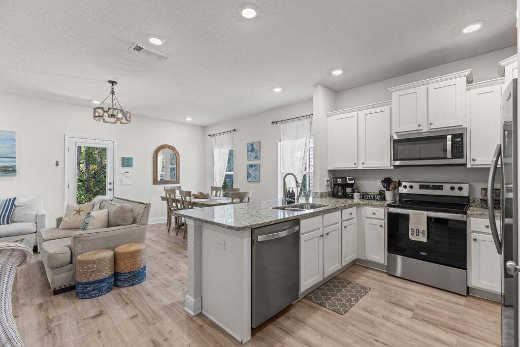 Fridge, microwave, oven, dishwasher