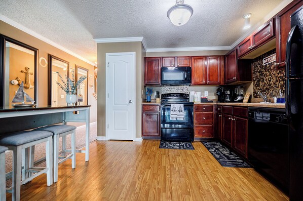 Microwave, oven, stovetop, dishwasher